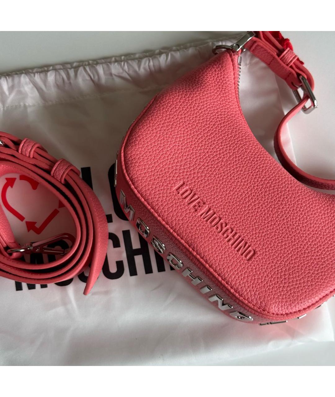 LOVE MOSCHINO Коралловая сумка через плечо из искусственной кожи, фото 3