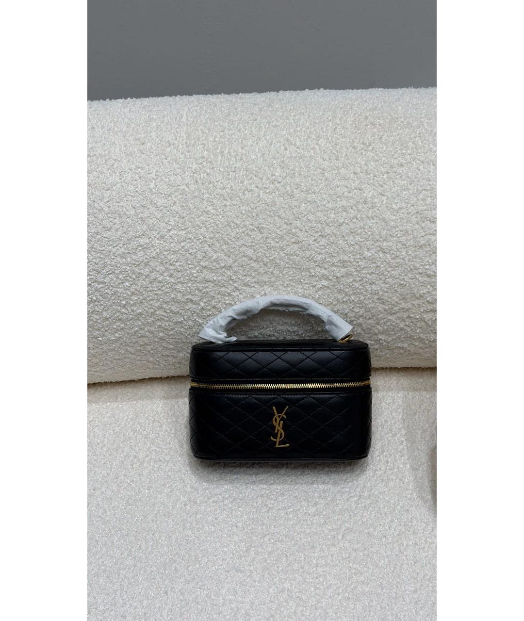 SAINT LAURENT Черная кожаная сумка с короткими ручками, фото 3