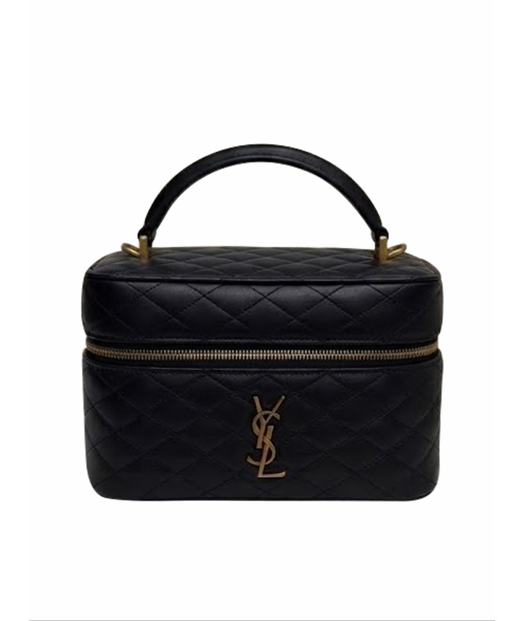 SAINT LAURENT Черная кожаная сумка с короткими ручками, фото 1