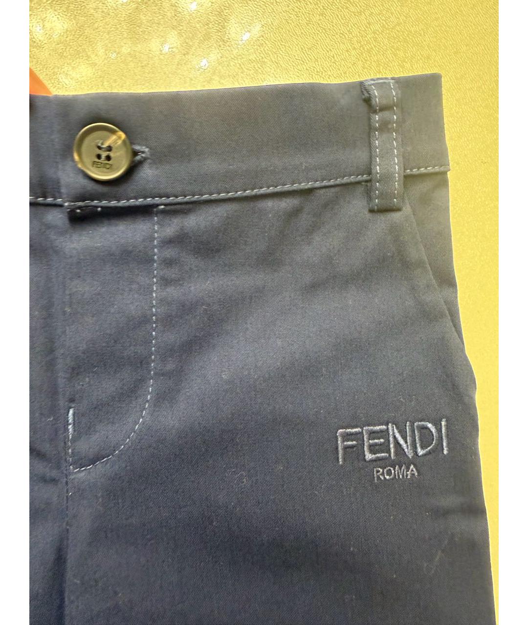 FENDI Синие хлопковые детские джинсы, фото 4