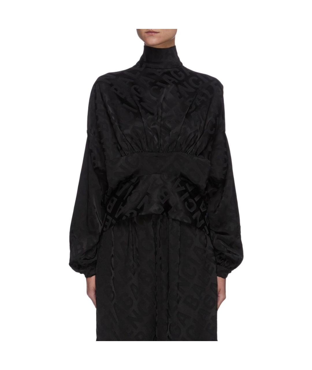 BALENCIAGA Черная шелковая блузы, фото 2