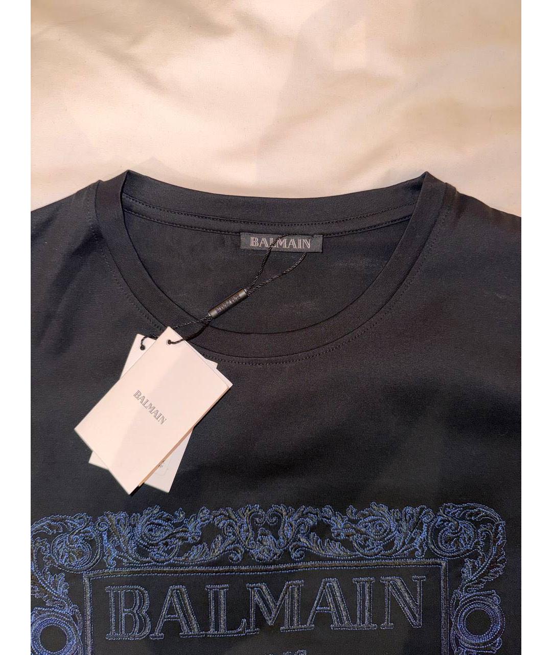 BALMAIN Черная хлопковая футболка, фото 3
