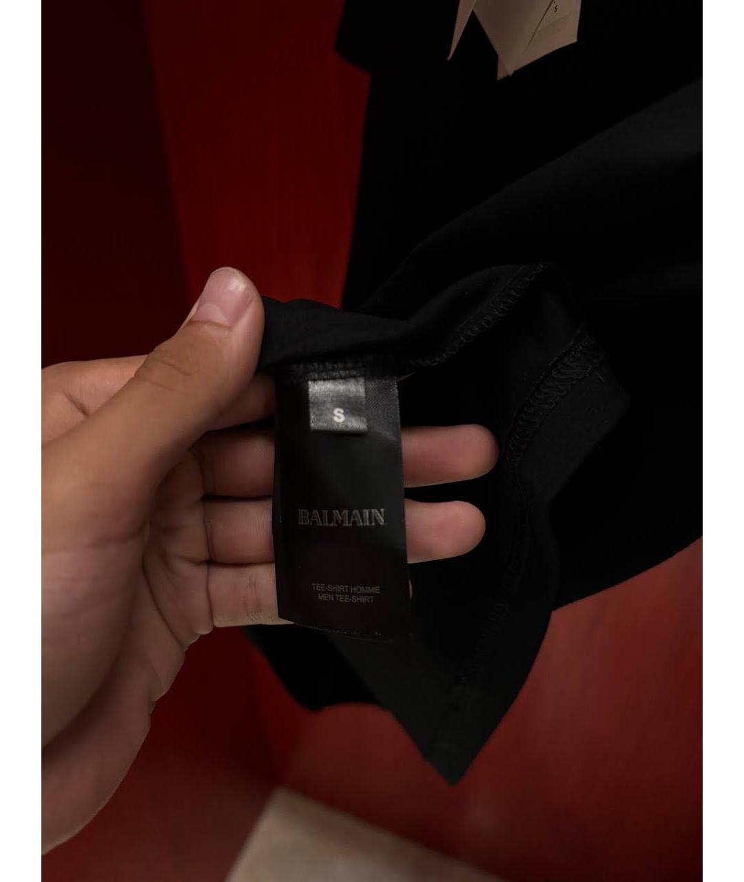 BALMAIN Черная хлопковая футболка, фото 4