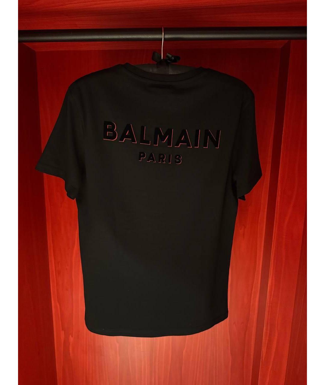 BALMAIN Черная хлопковая футболка, фото 2
