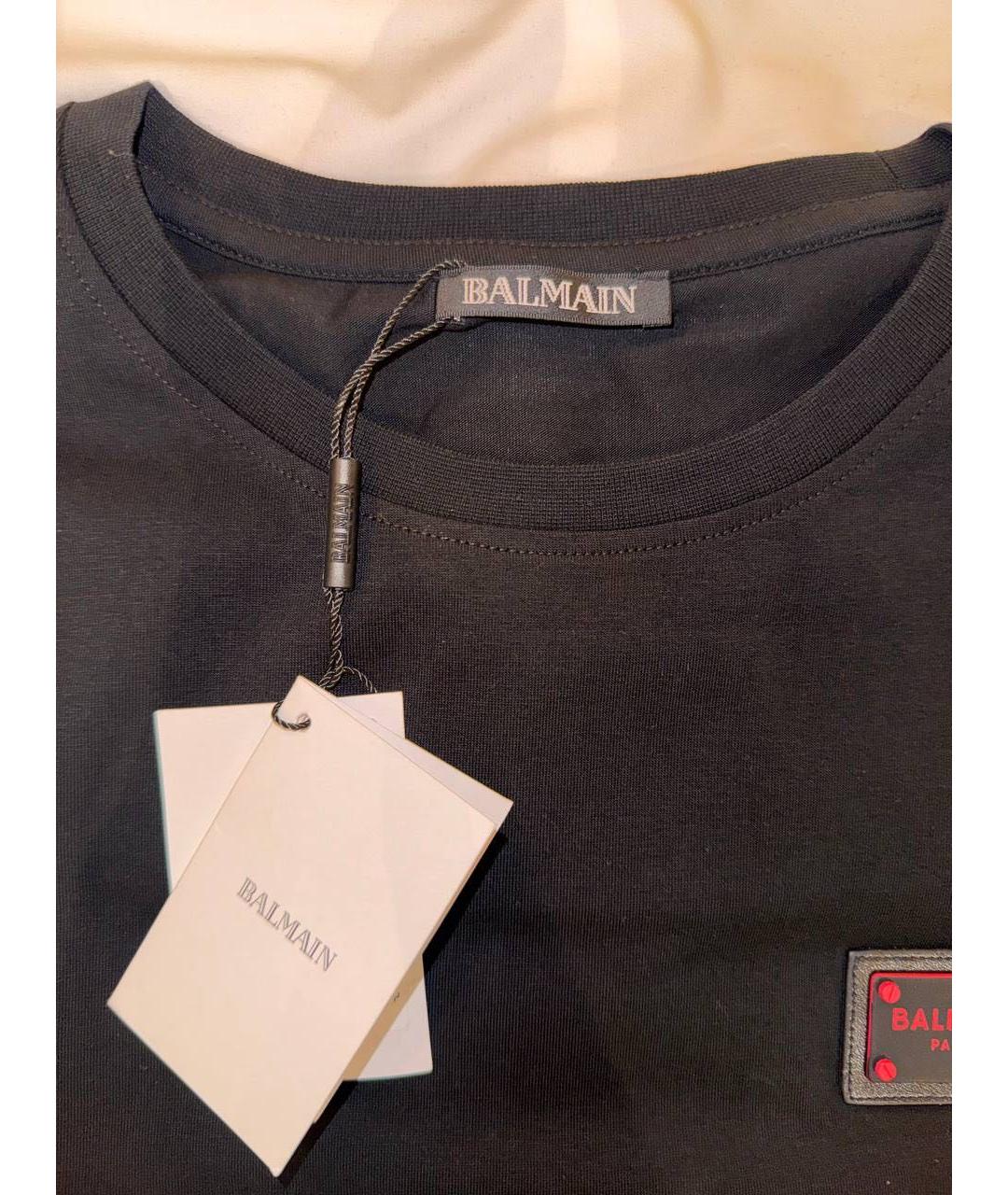 BALMAIN Черная хлопковая футболка, фото 3