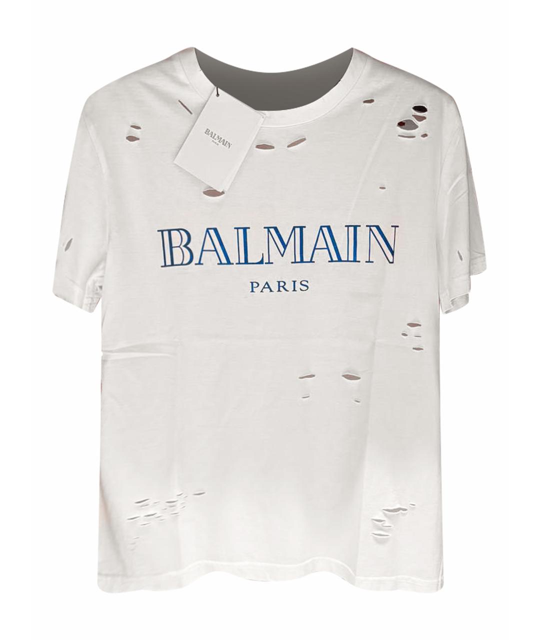 BALMAIN Белая хлопковая футболка, фото 1