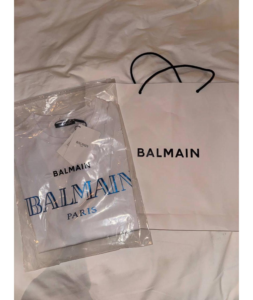 BALMAIN Белая хлопковая футболка, фото 5