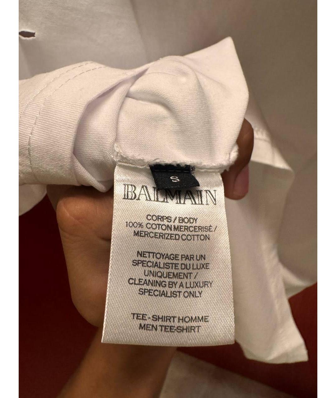BALMAIN Белая хлопковая футболка, фото 4