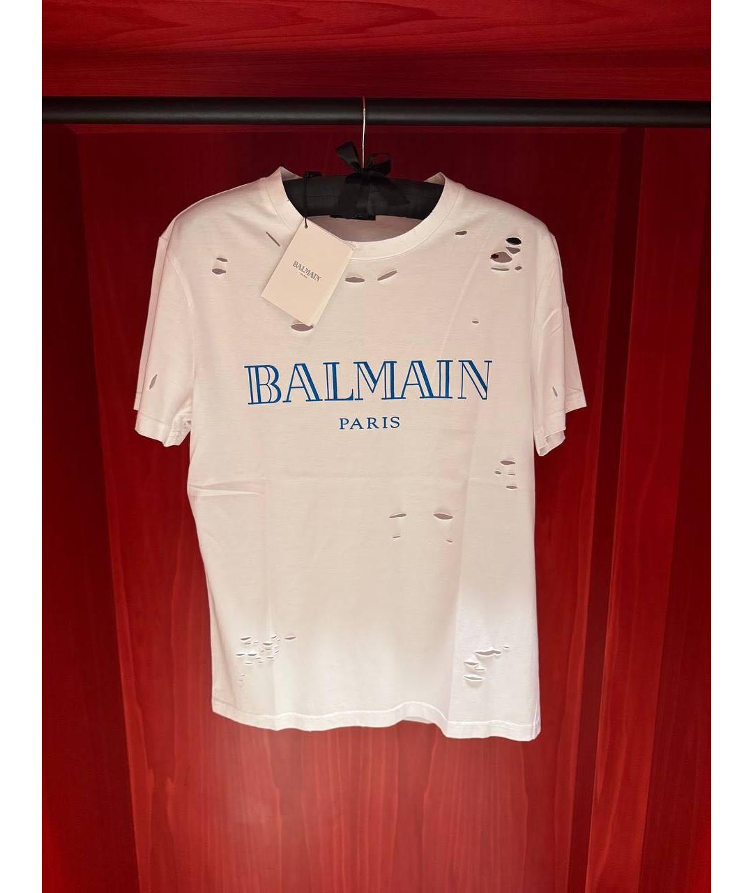 BALMAIN Белая хлопковая футболка, фото 6