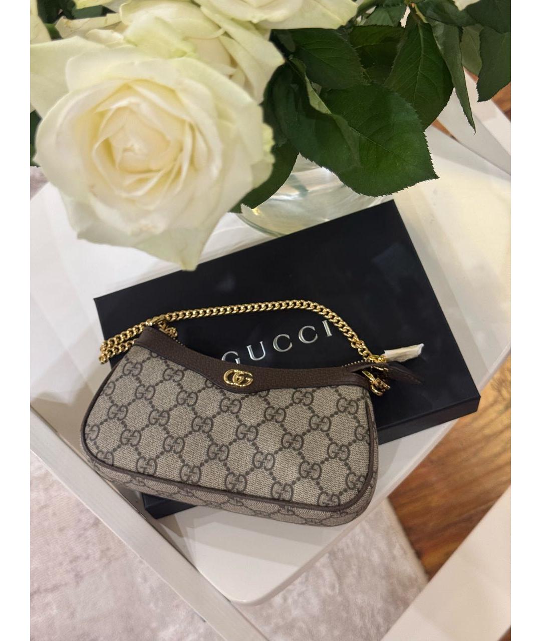 GUCCI Коричневая кожаная сумка через плечо, фото 2