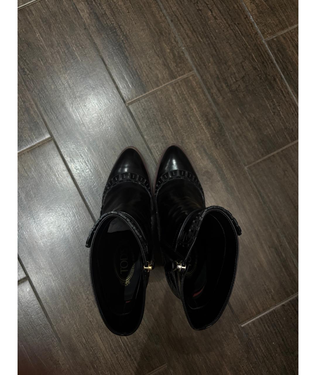 TOD'S Черные кожаные ботинки, фото 4
