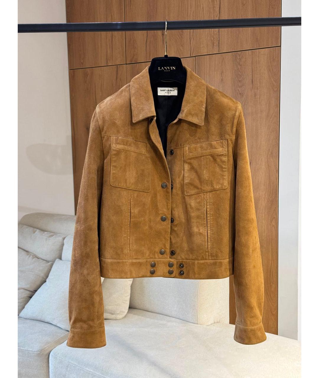 SAINT LAURENT Коричневая замшевая куртка, фото 3