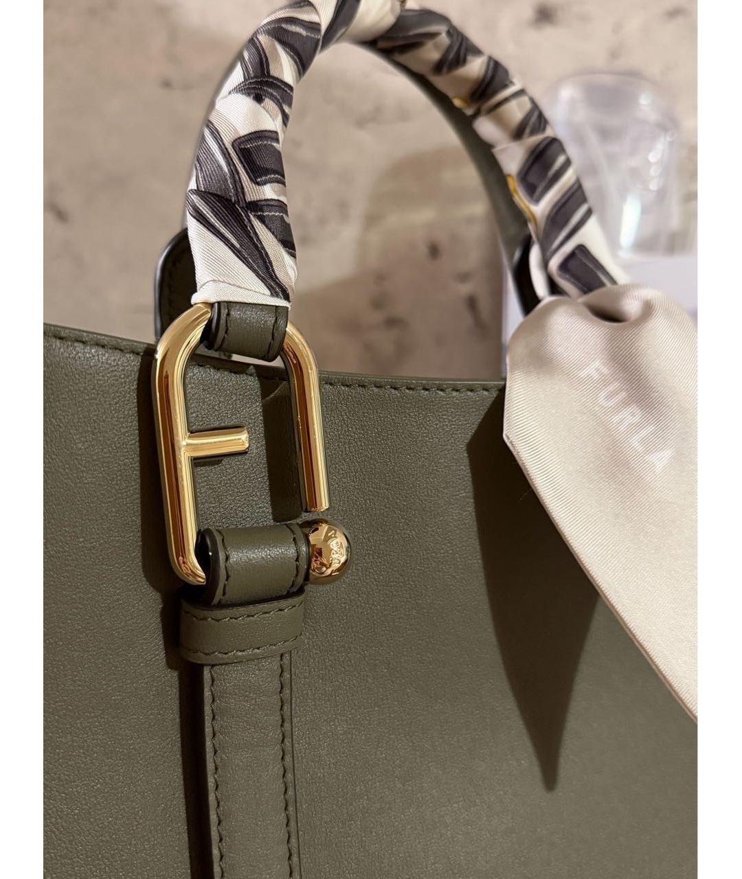 FURLA Хаки кожаная сумка тоут, фото 6