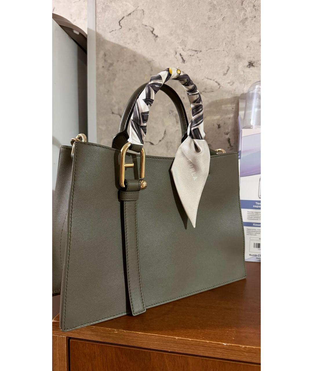 FURLA Хаки кожаная сумка тоут, фото 2