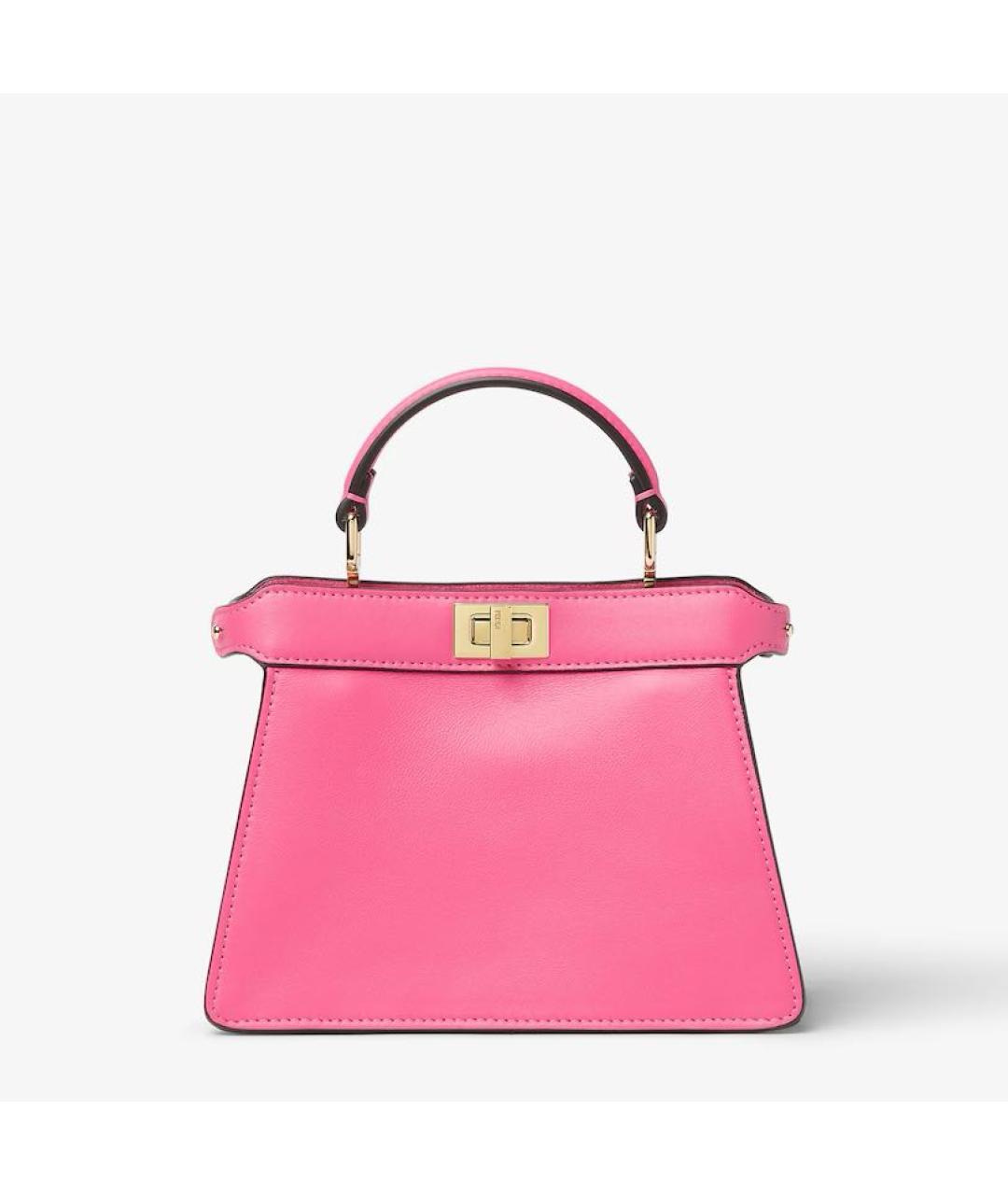 FENDI Розовая кожаная сумка с короткими ручками, фото 5