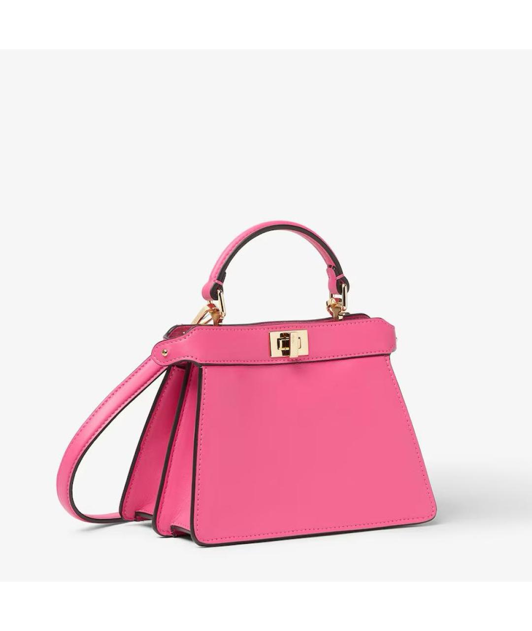 FENDI Розовая кожаная сумка с короткими ручками, фото 2