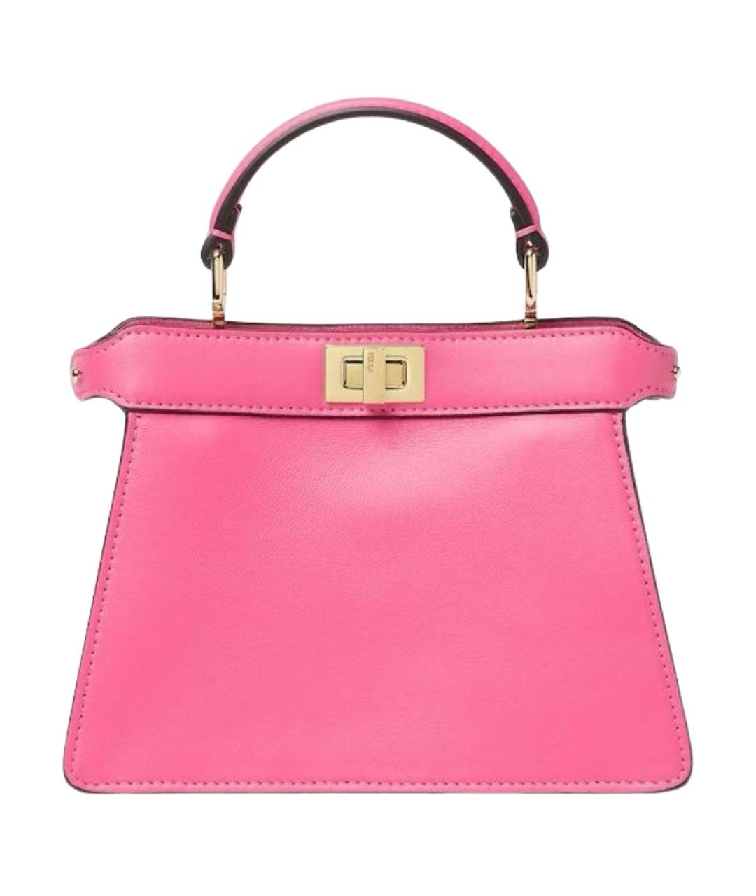 FENDI Розовая кожаная сумка с короткими ручками, фото 1