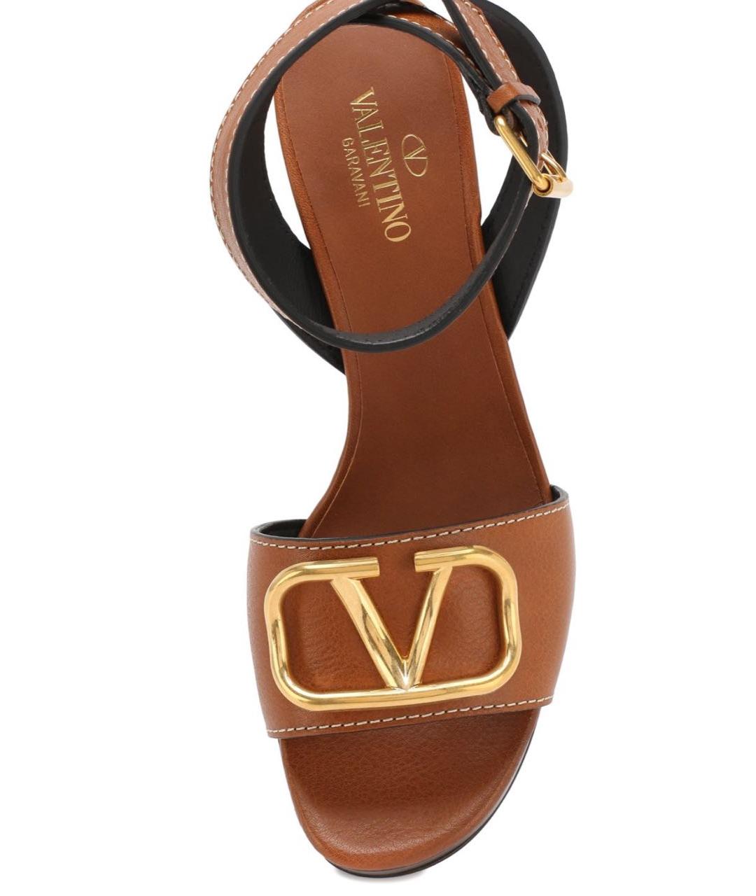 VALENTINO Коричневые кожаные босоножки, фото 3