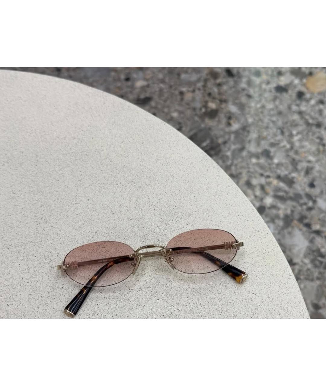 MIU MIU Розовые металлические солнцезащитные очки, фото 8