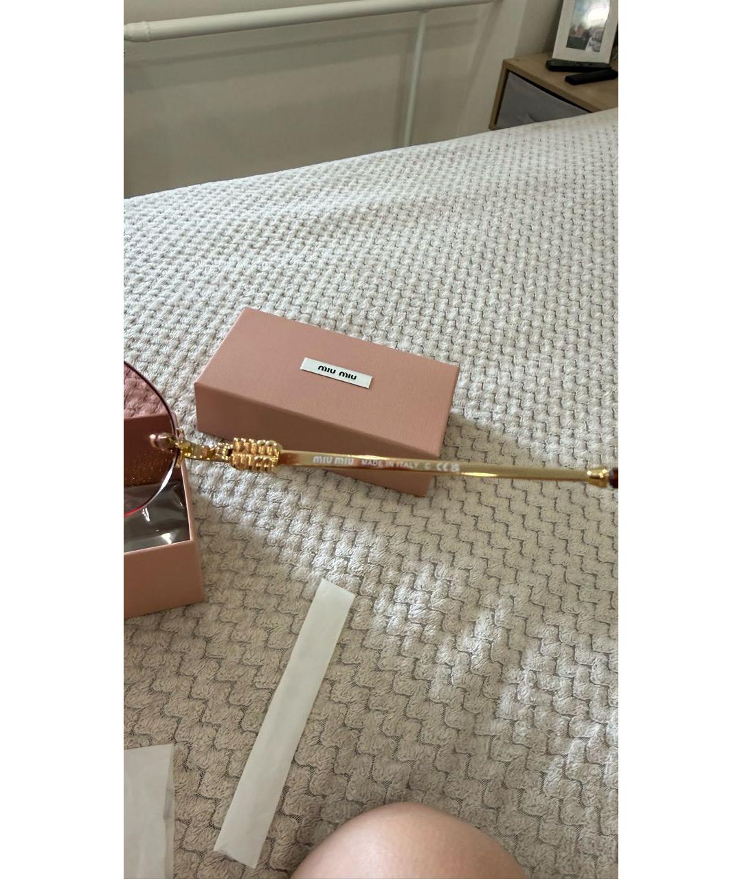 MIU MIU Розовые металлические солнцезащитные очки, фото 4