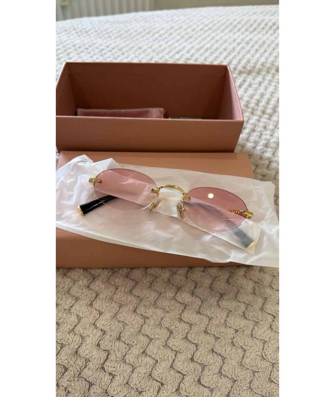 MIU MIU Розовые металлические солнцезащитные очки, фото 3