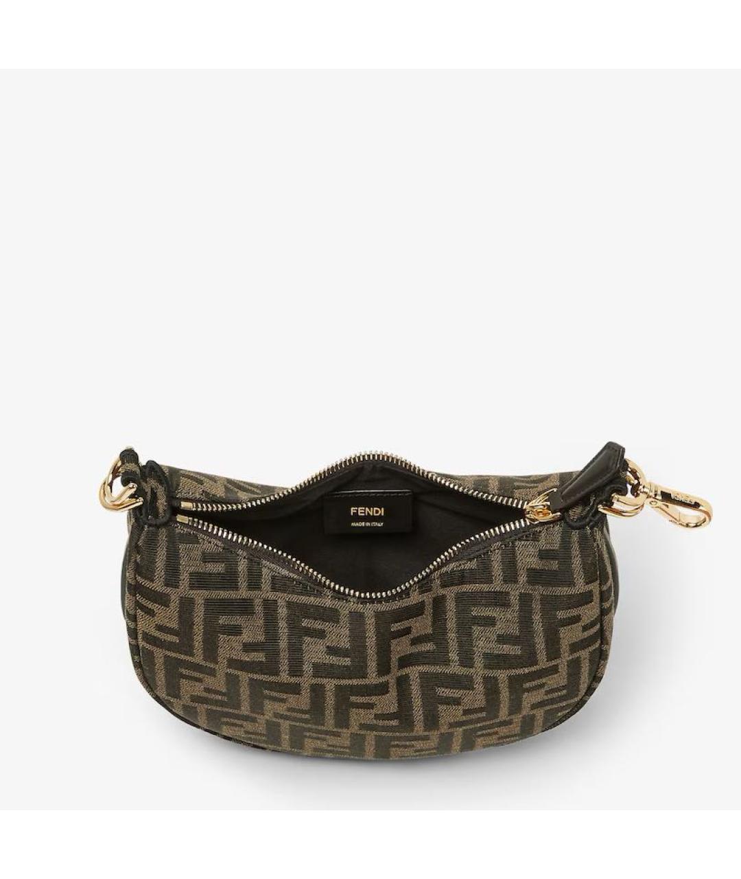 FENDI Коричневая жаккардовая сумка с короткими ручками, фото 4