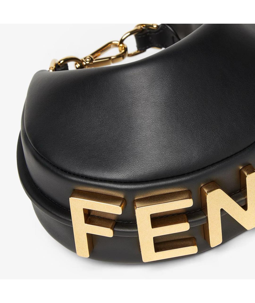 FENDI Черная кожаная сумка с короткими ручками, фото 4