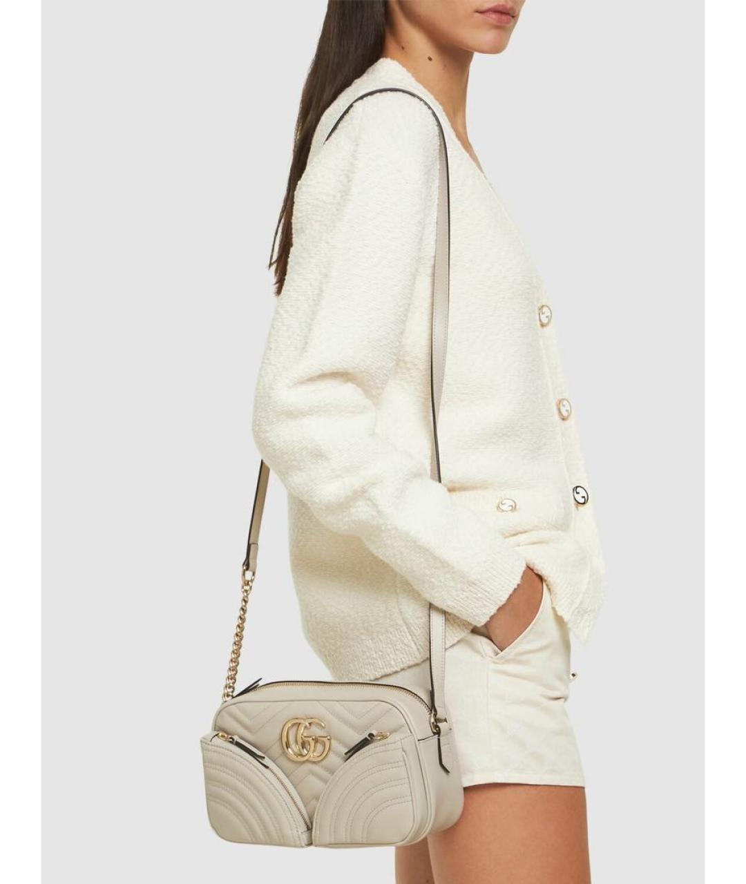 GUCCI Бежевая кожаная сумка через плечо, фото 2
