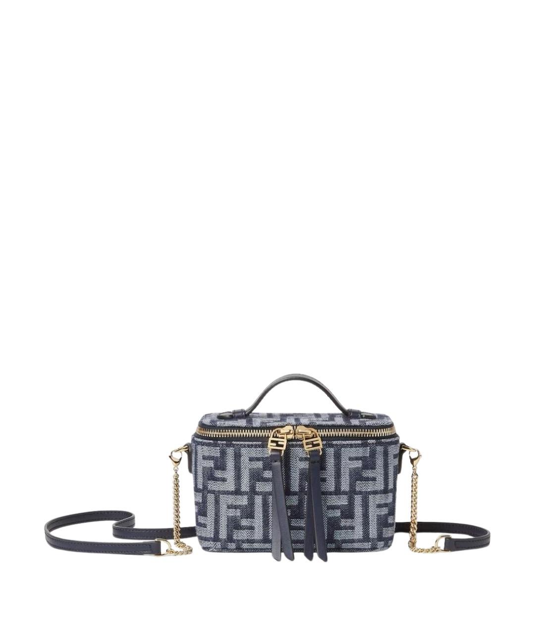 FENDI Темно-синяя жаккардовая сумка через плечо, фото 1