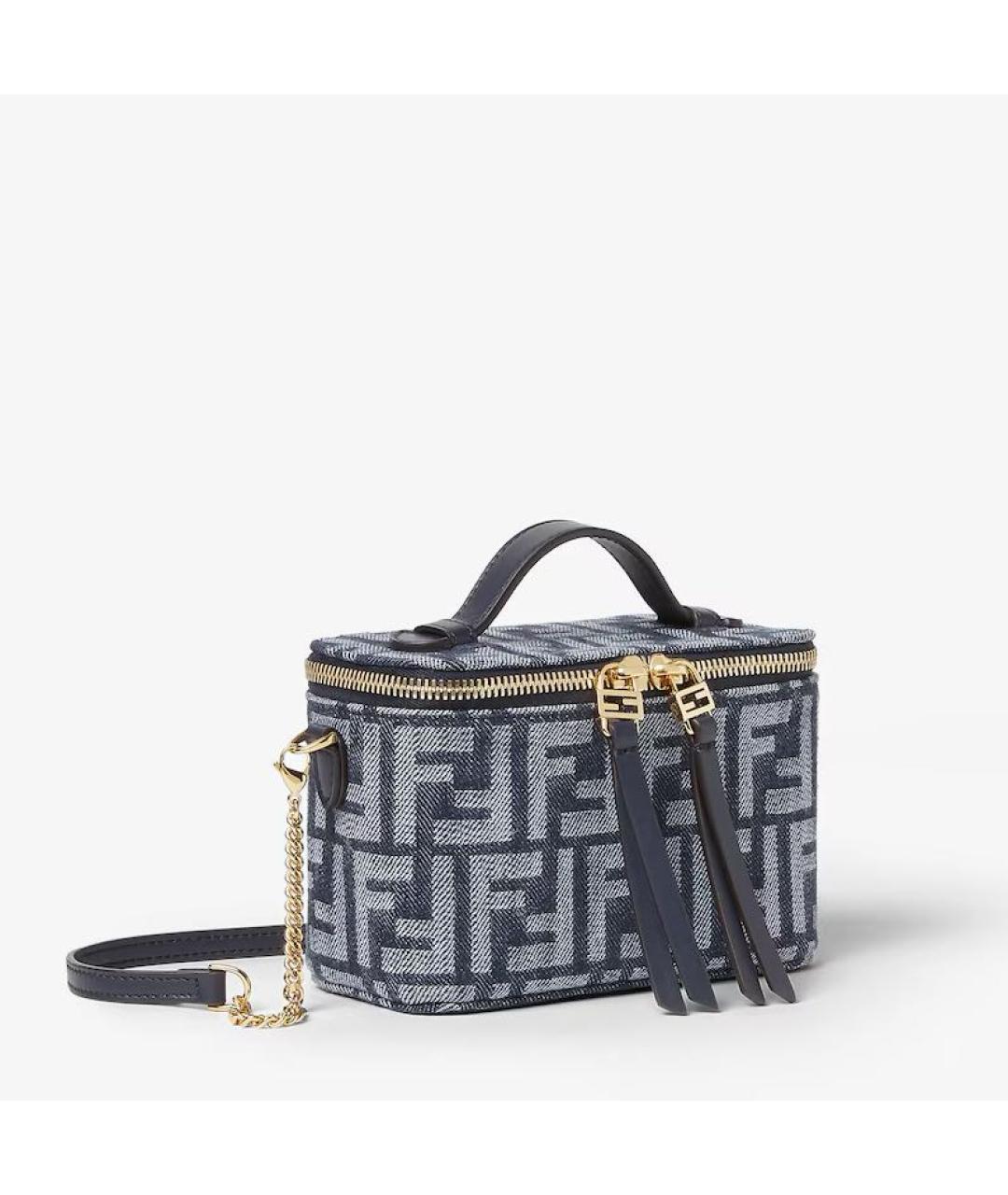 FENDI Темно-синяя жаккардовая сумка через плечо, фото 2
