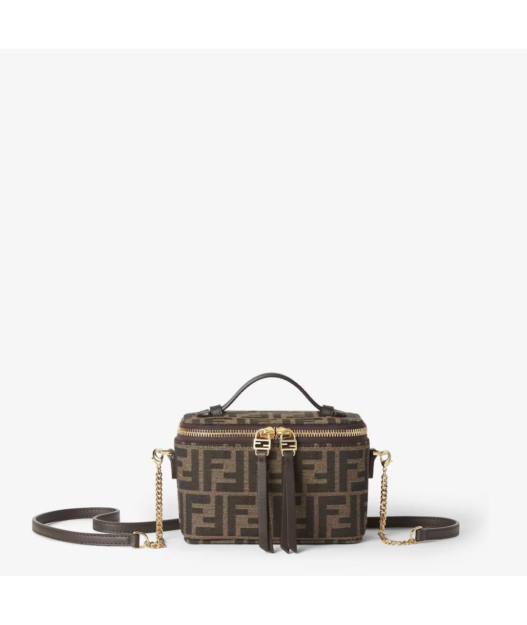 FENDI Коричневая жаккардовая сумка через плечо, фото 6