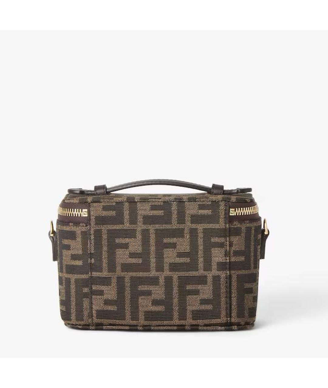 FENDI Коричневая жаккардовая сумка через плечо, фото 3