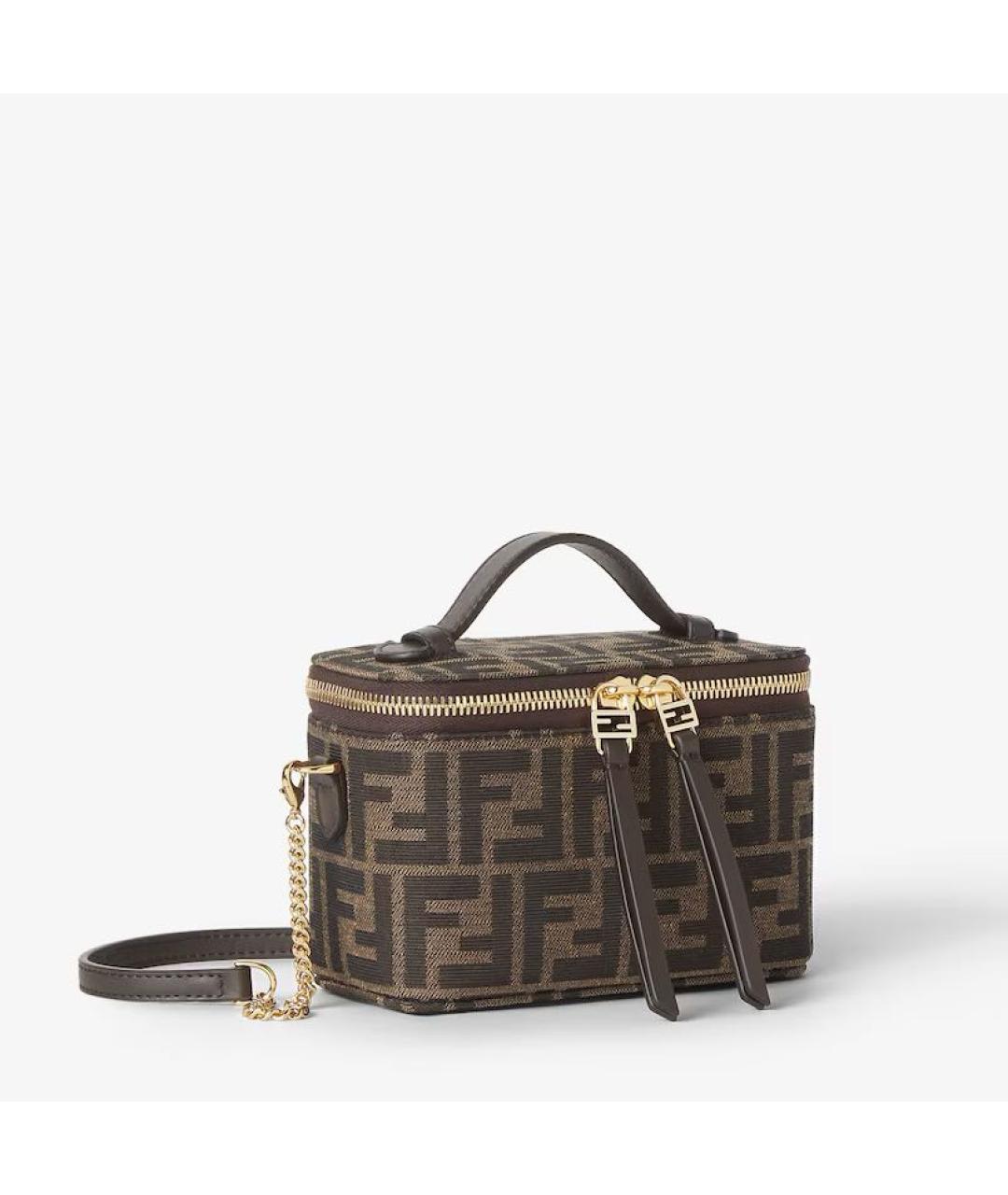 FENDI Коричневая жаккардовая сумка через плечо, фото 2