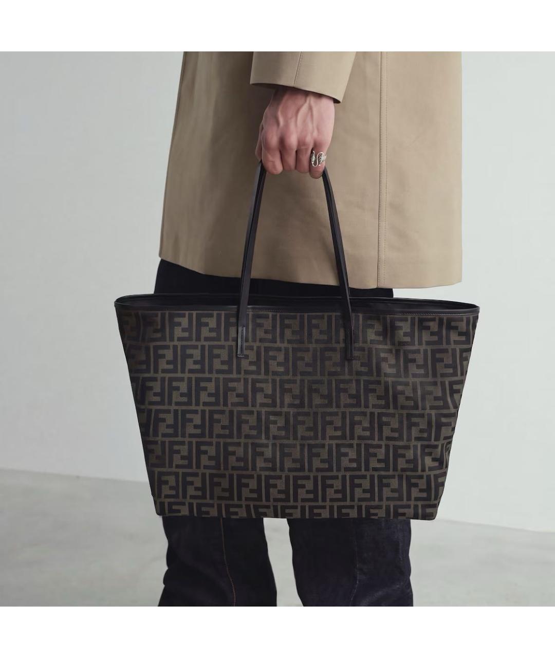 FENDI Хаки тканевая сумка тоут, фото 2