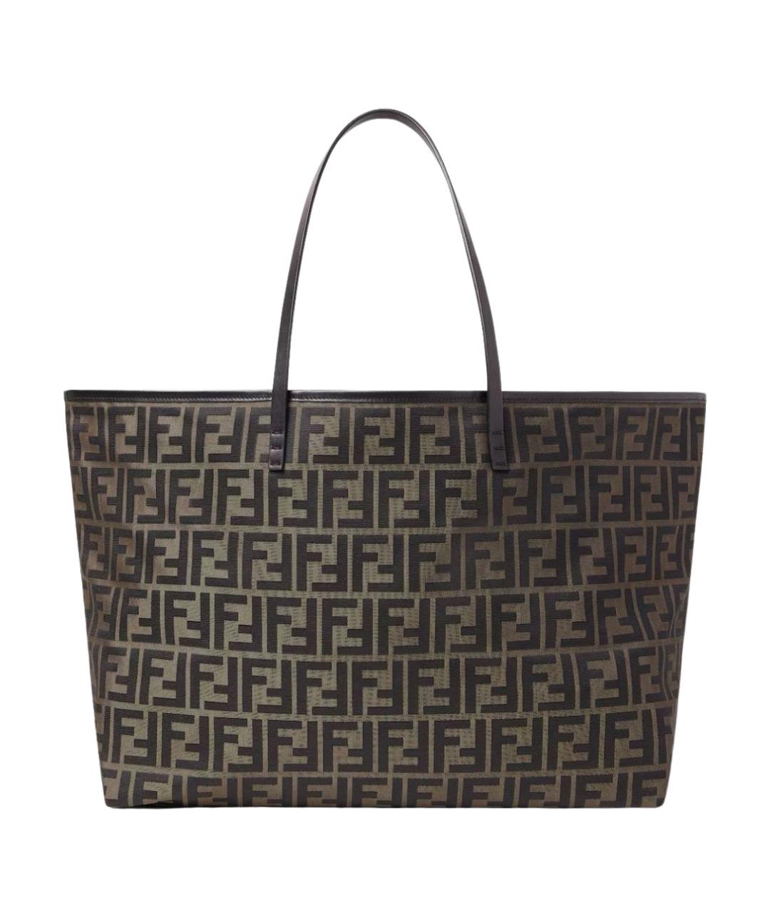 FENDI Хаки тканевая сумка тоут, фото 1
