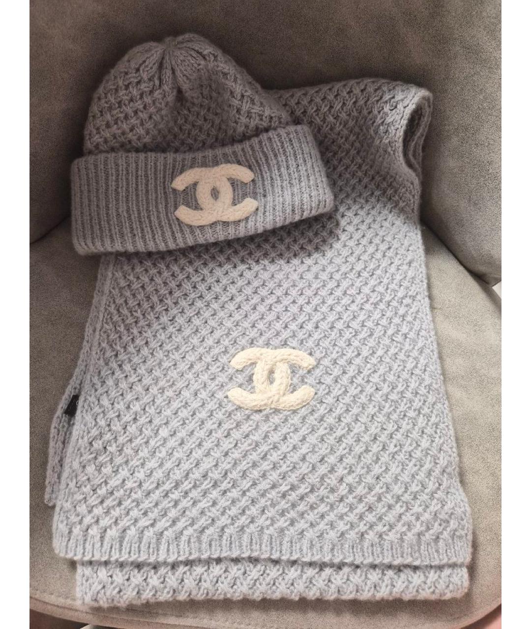 CHANEL Голубая кашемировая шапка, фото 7