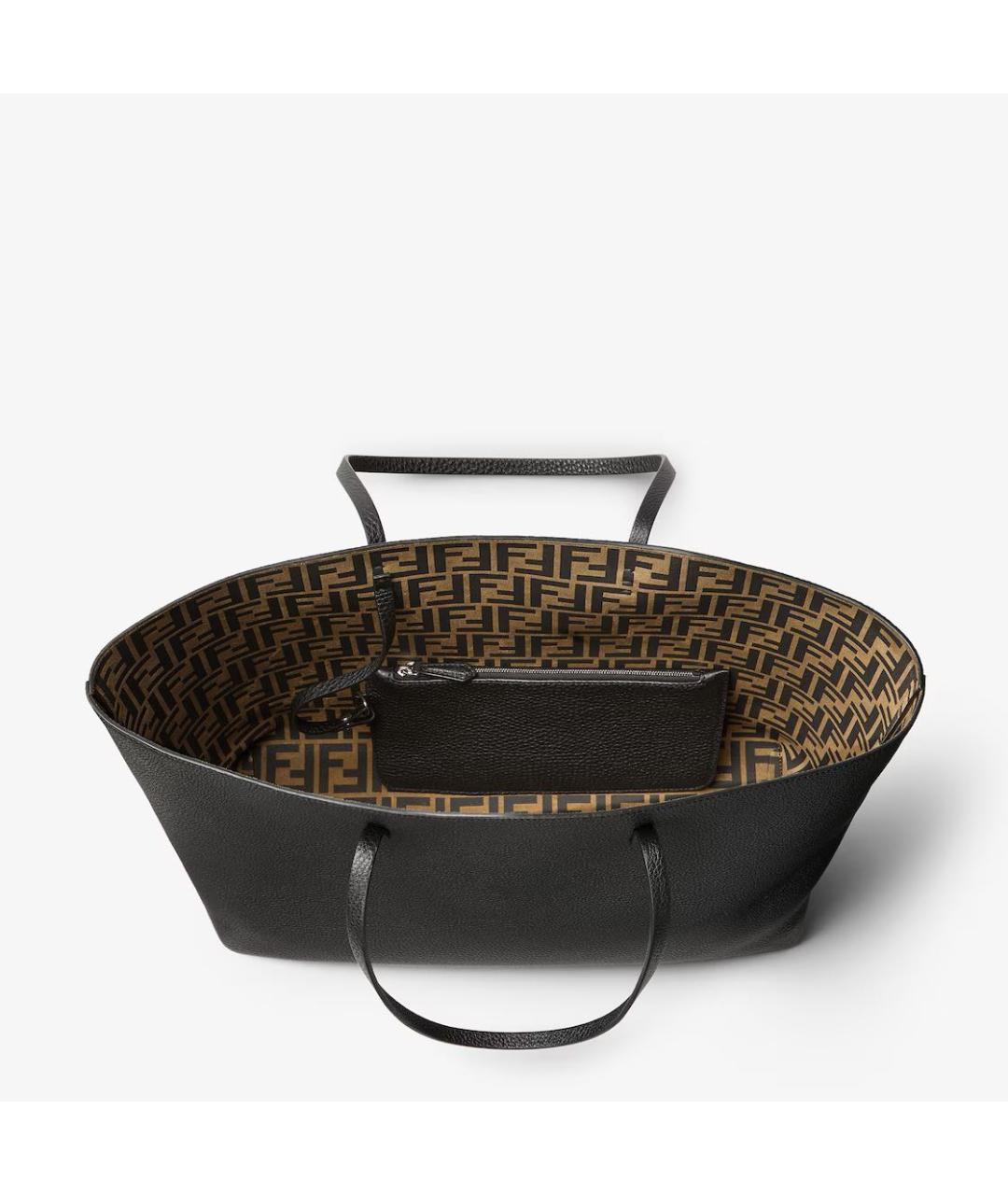 FENDI Черная кожаная сумка тоут, фото 3