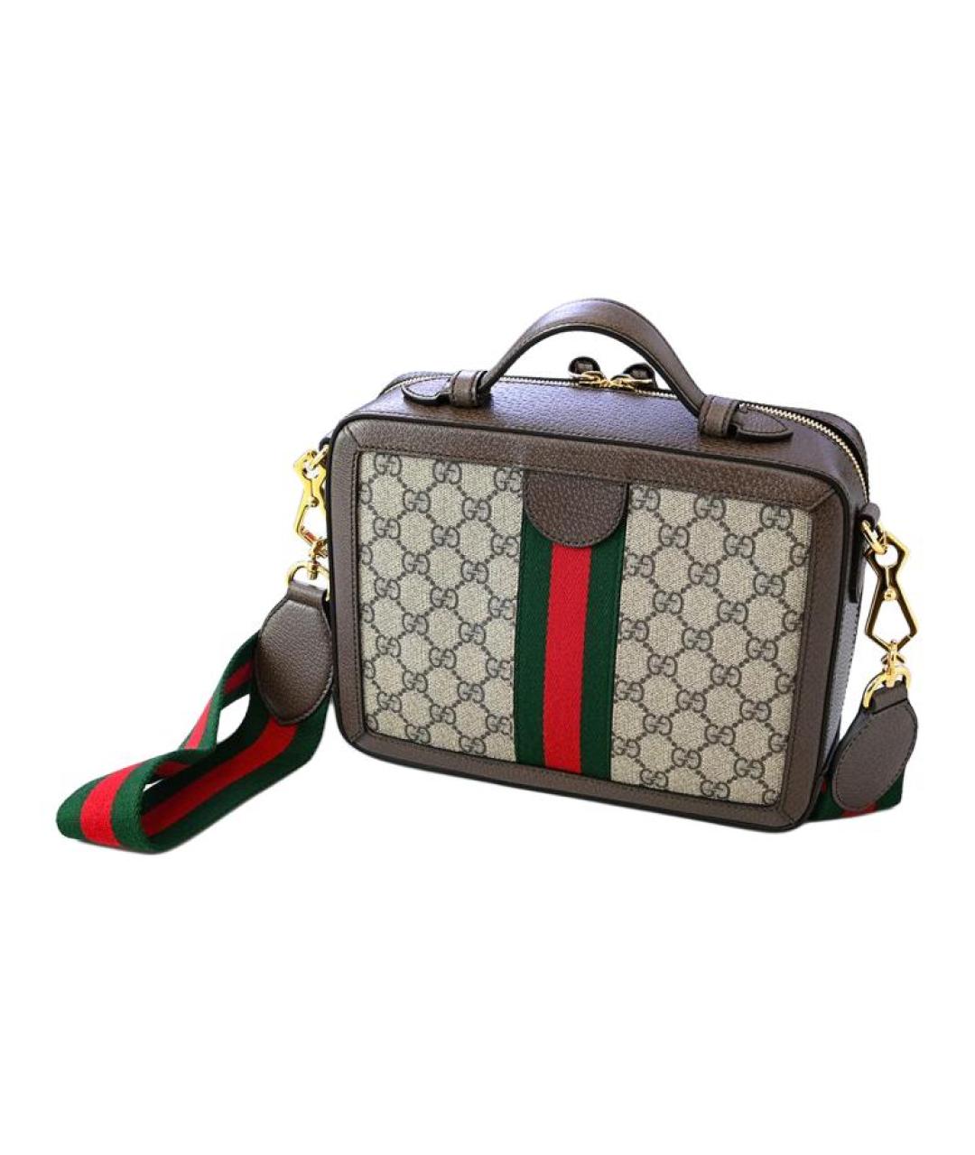GUCCI Бежевая сумка через плечо из канвы, фото 3