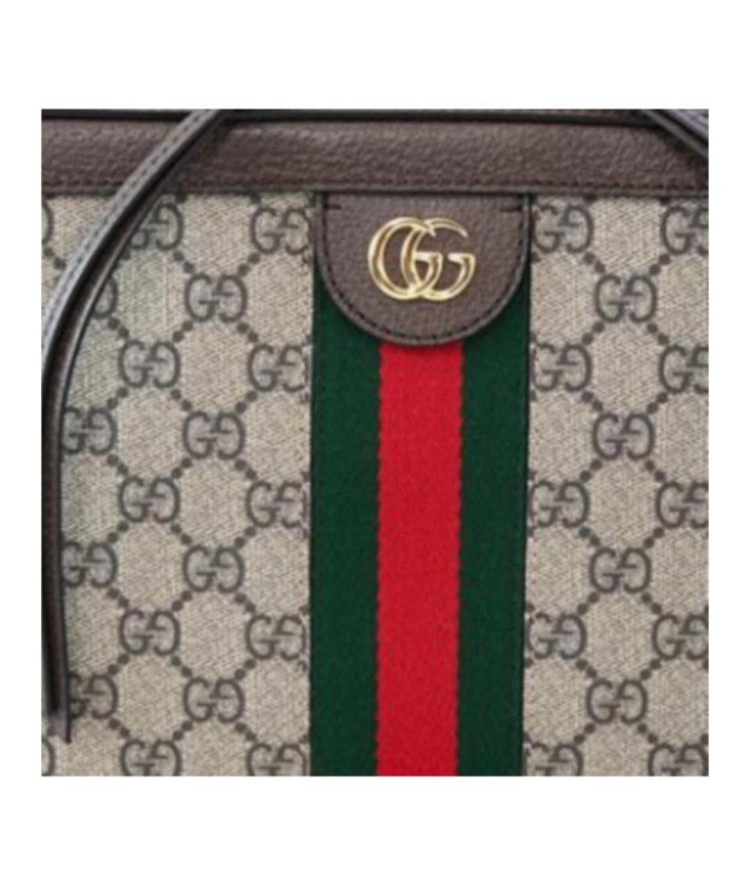 GUCCI Бежевая сумка через плечо из канвы, фото 5