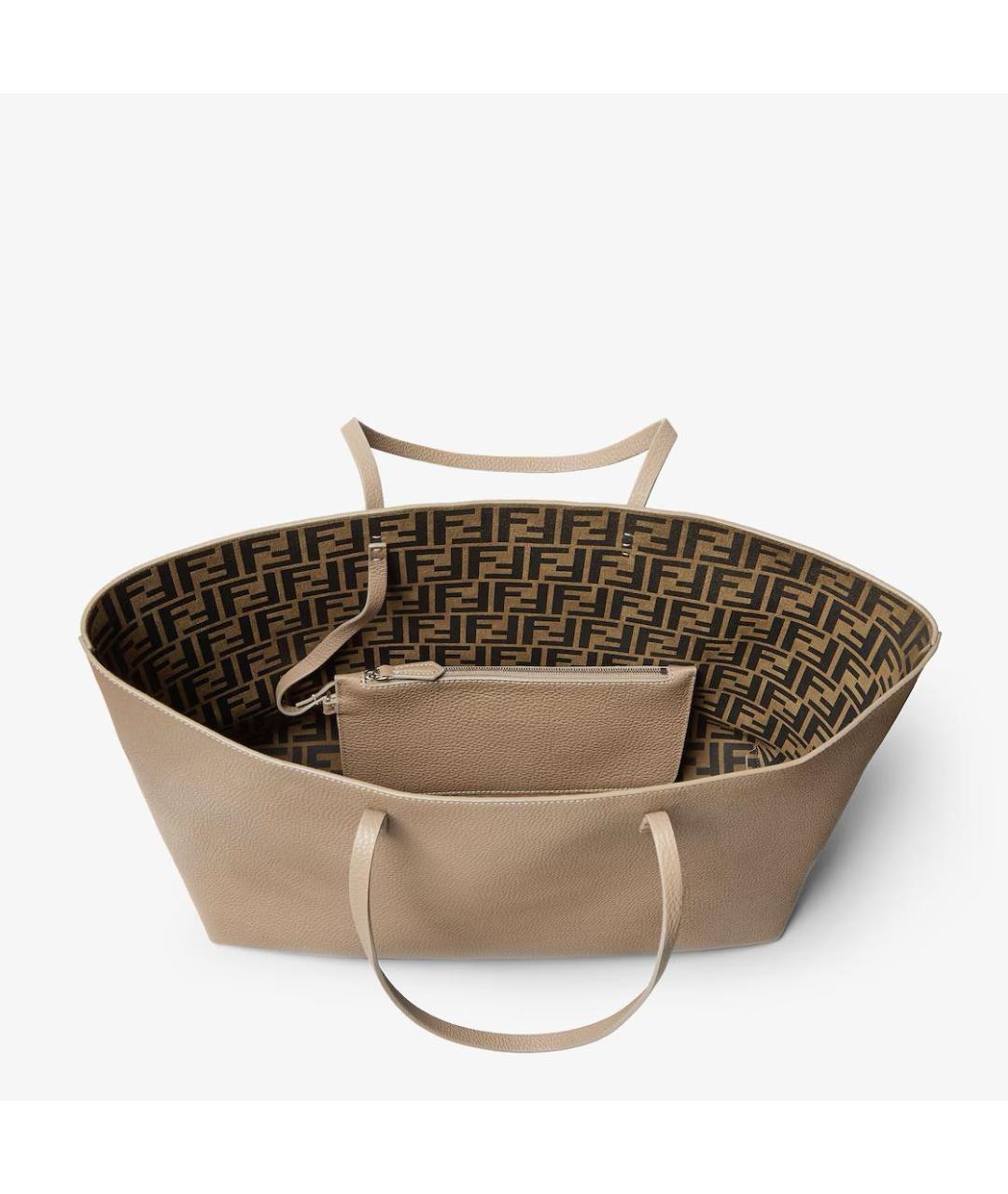 FENDI Бежевая кожаная сумка тоут, фото 3