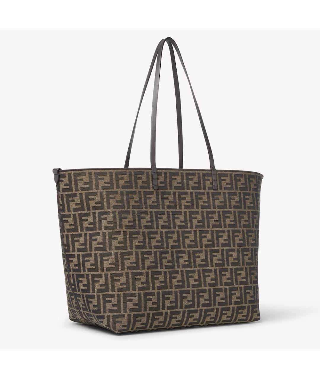 FENDI Коричневая жаккардовая сумка тоут, фото 2