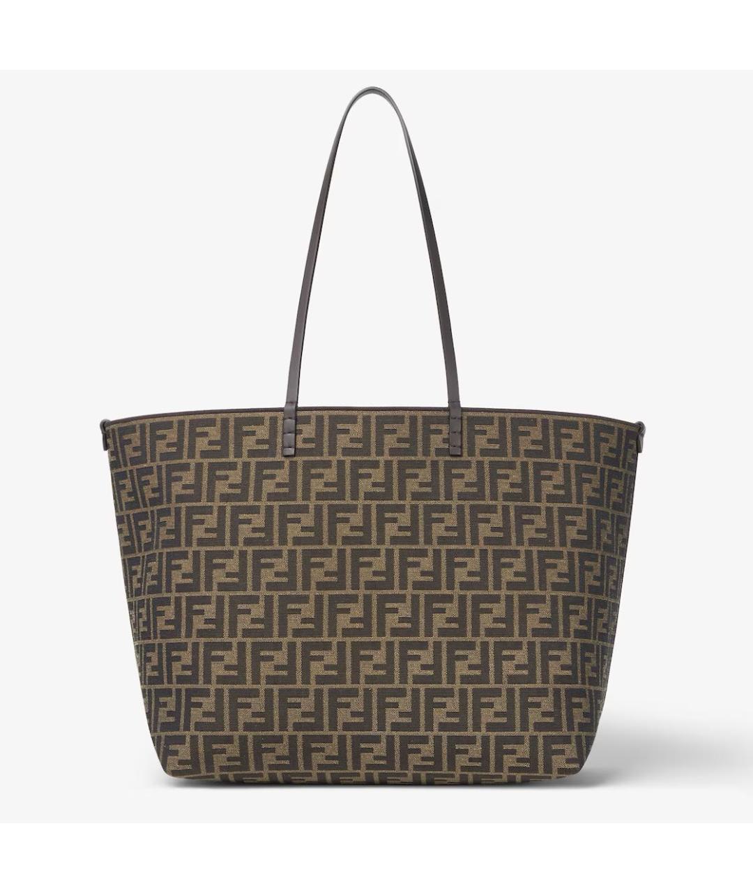 FENDI Коричневая жаккардовая сумка тоут, фото 5