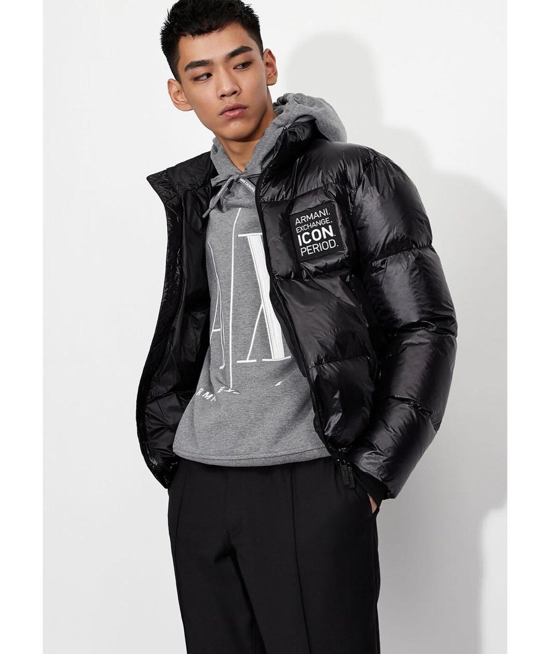 ARMANI EXCHANGE Черный пуховик, фото 3