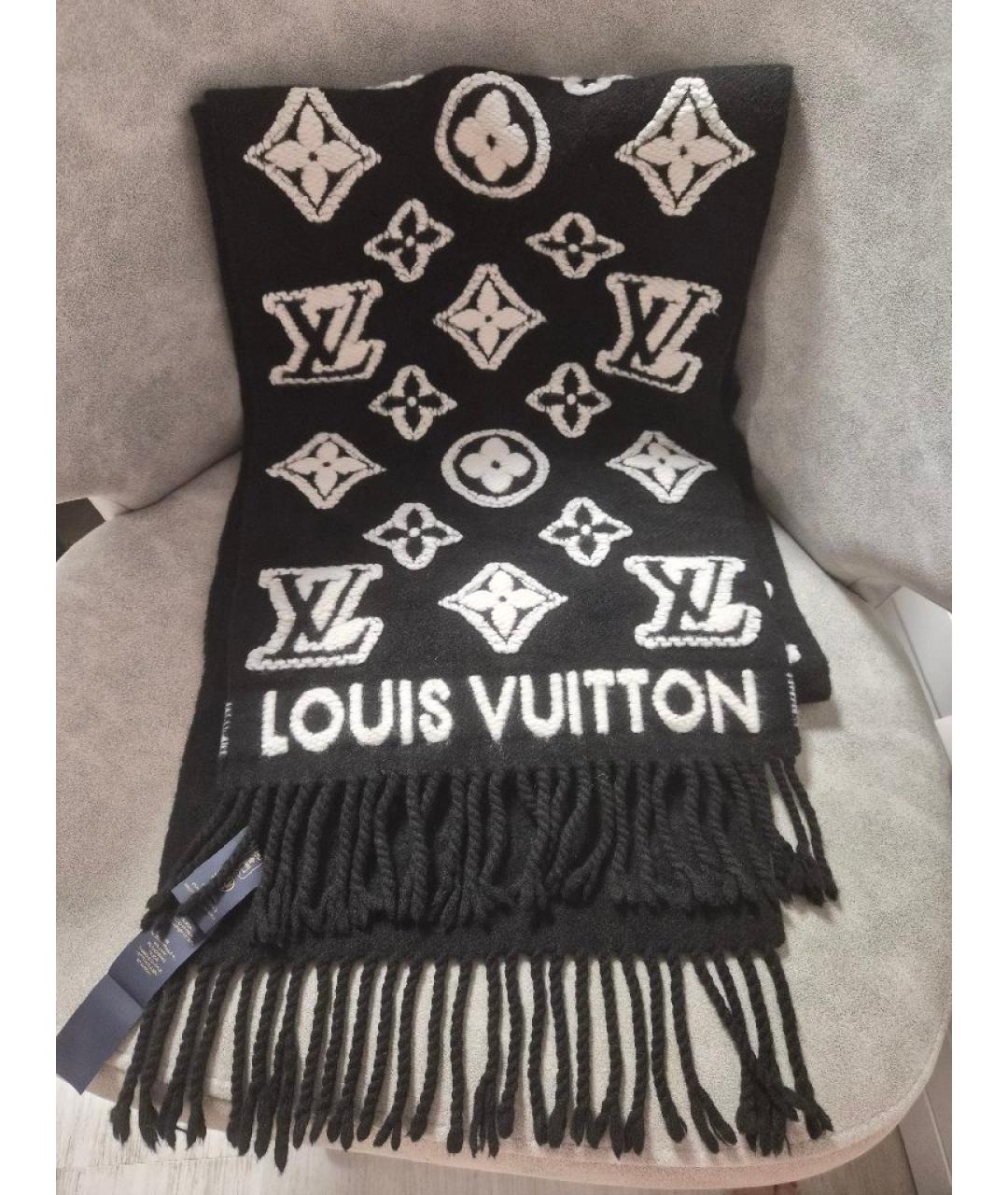 LOUIS VUITTON Черный шерстяной шарф, фото 5