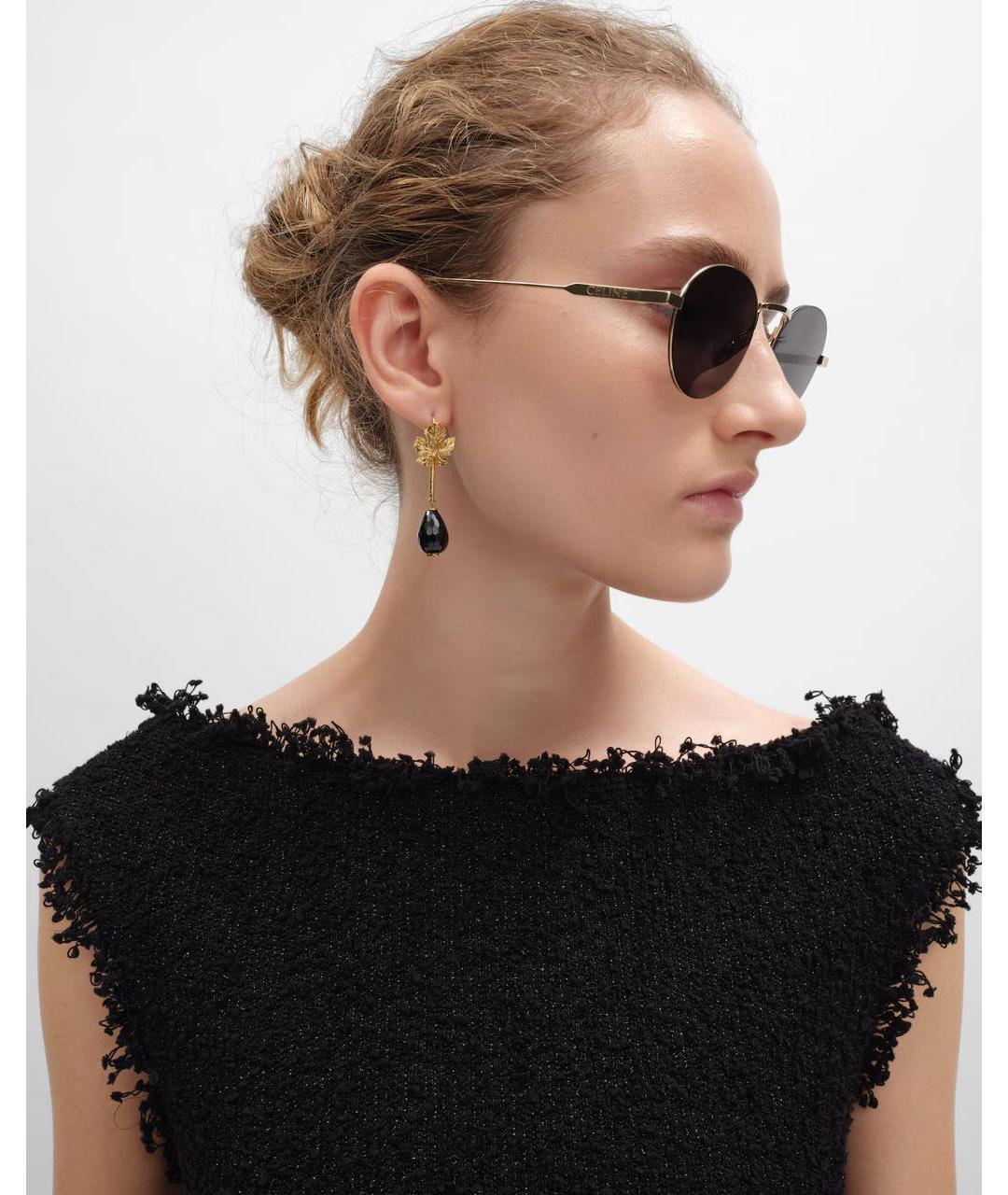 CELINE Золотые латунные серьги, фото 2