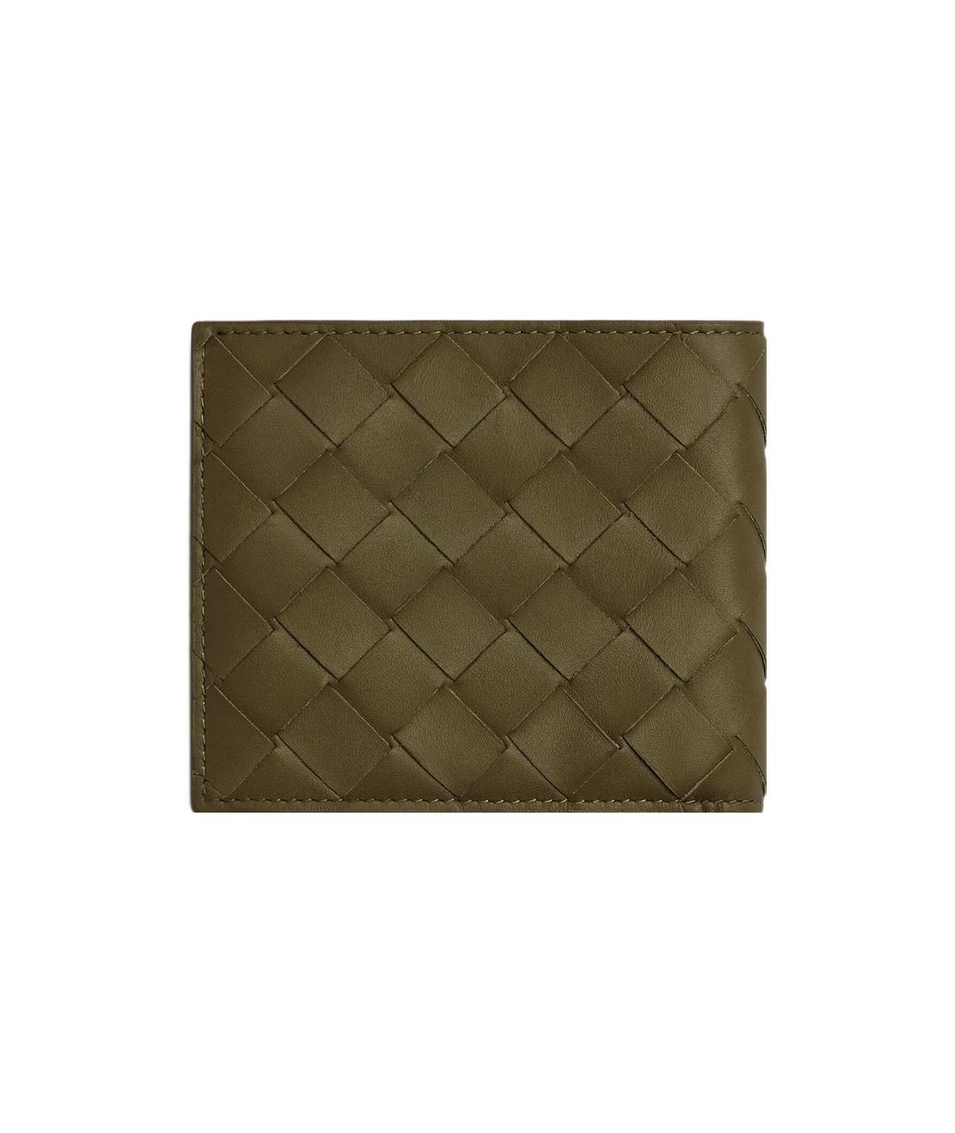 BOTTEGA VENETA Зеленый кожаный кошелек, фото 1