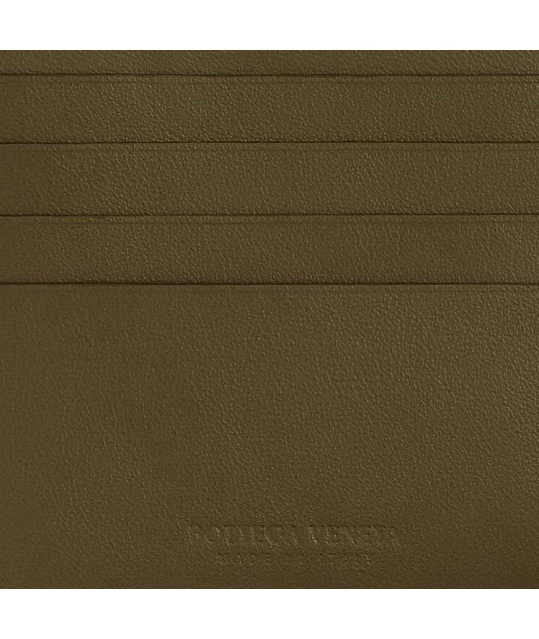 BOTTEGA VENETA Зеленый кожаный кошелек, фото 5