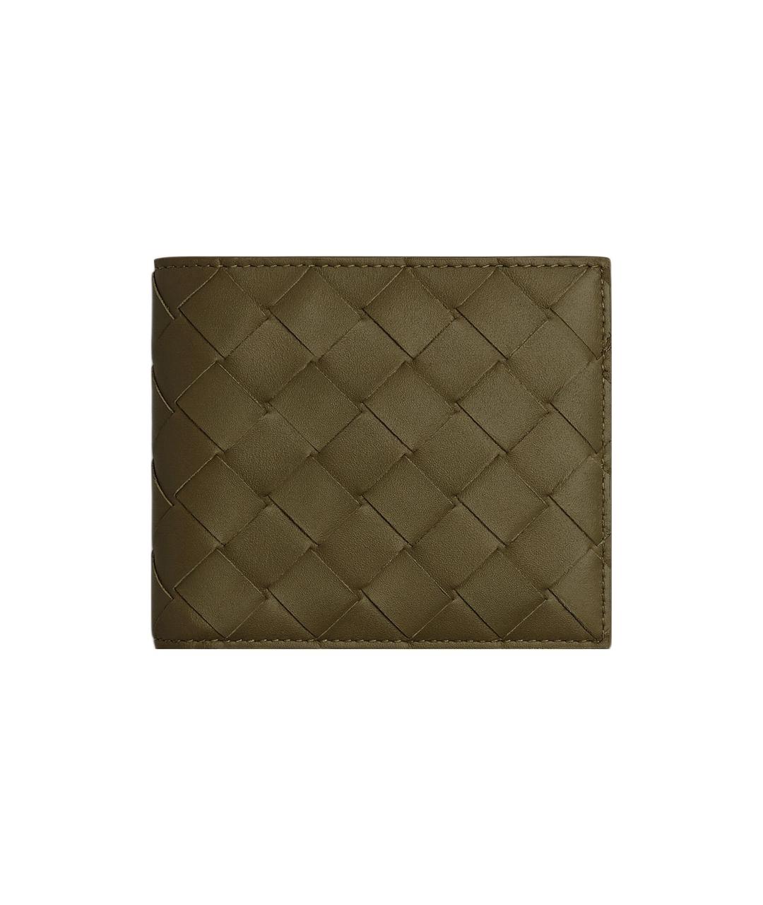 BOTTEGA VENETA Зеленый кожаный кошелек, фото 3