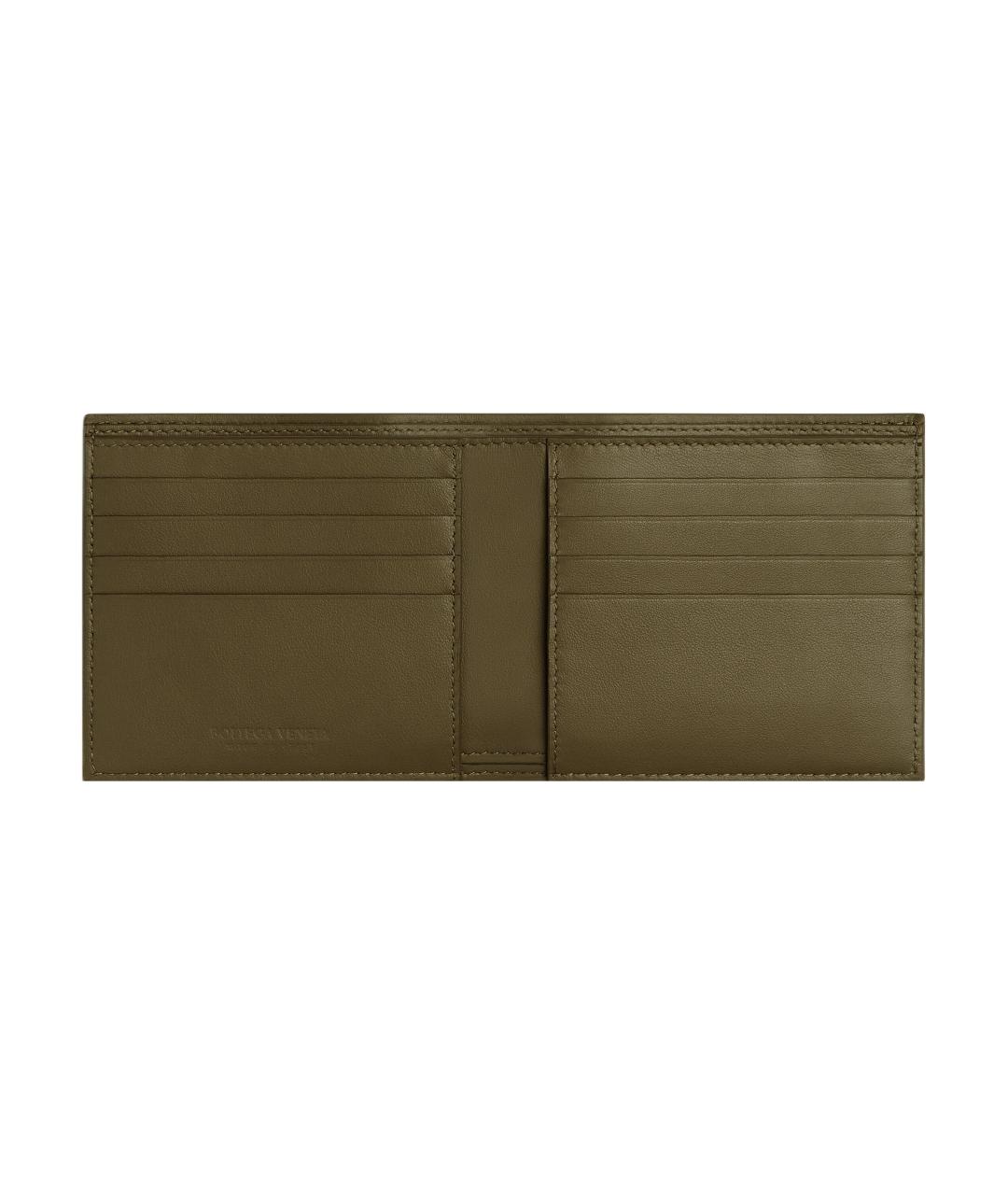 BOTTEGA VENETA Зеленый кожаный кошелек, фото 2