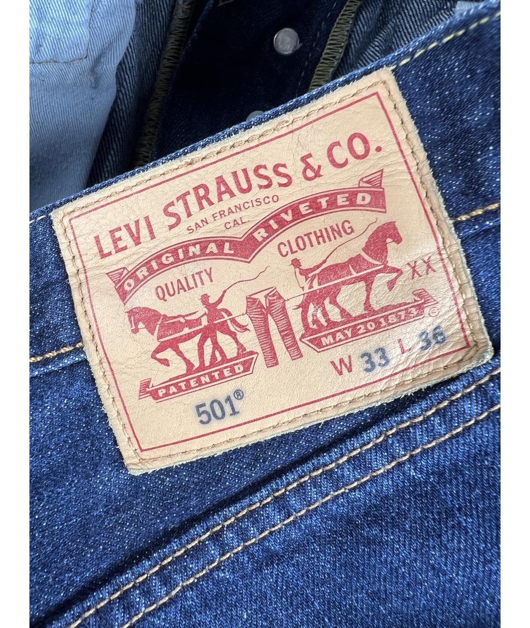 LEVI'S Темно-синие хлопковые прямые джинсы, фото 3